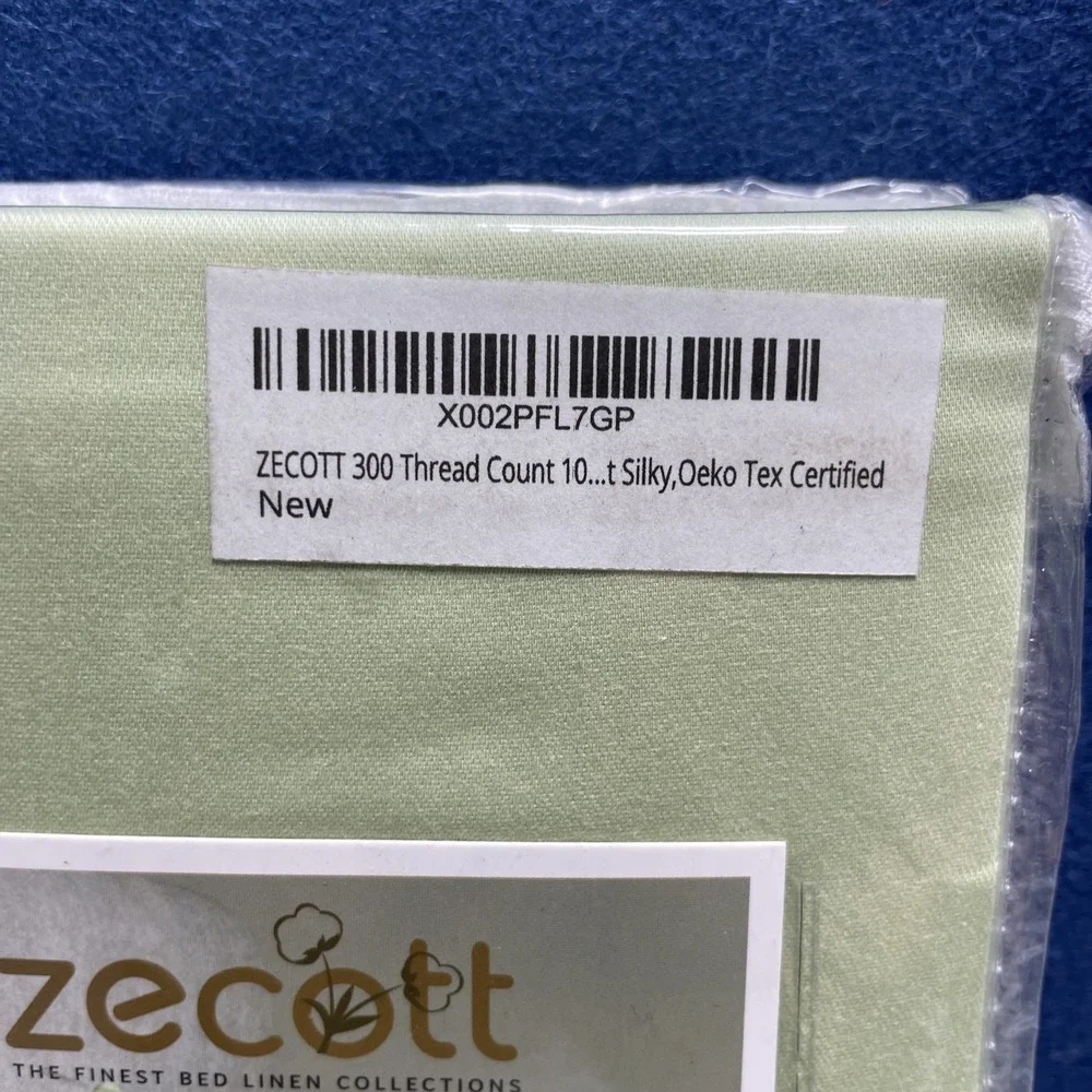 2 King Pillowcases 300‎ Thread Count Sateen Green Pillowcase Set NOS